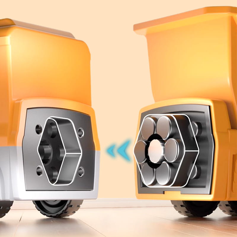 Magnetyczny samochód budowlany 2w1 – zestaw do składania