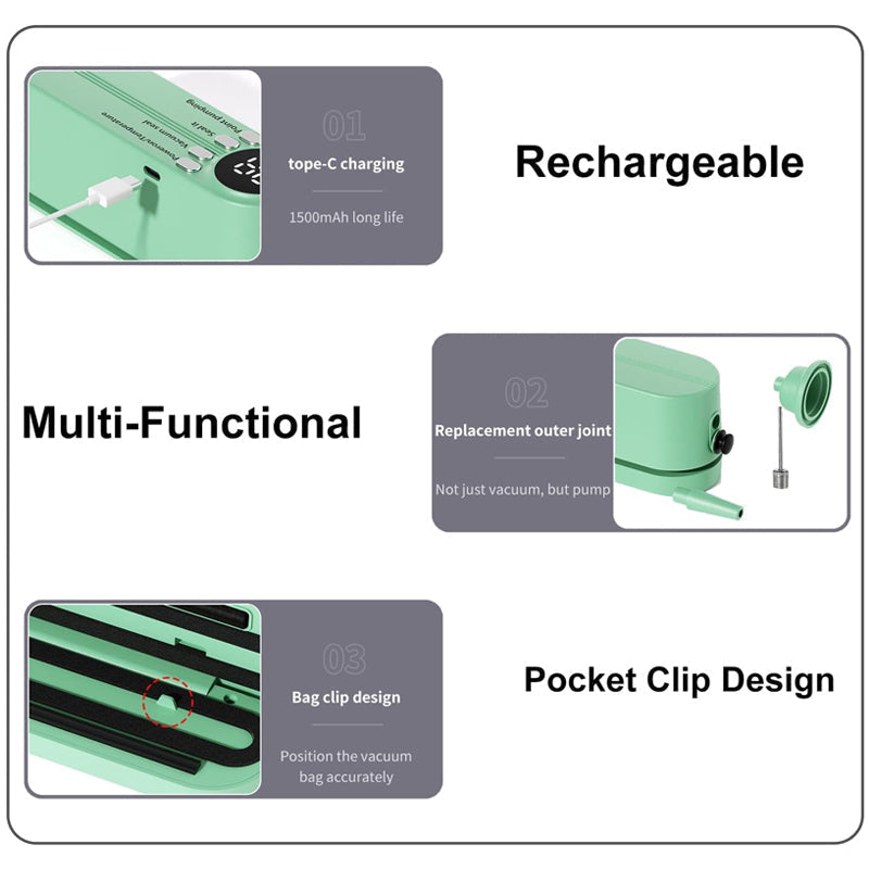 Przenośne urządzenie do próżniowego pakowania i przechowywania żywności