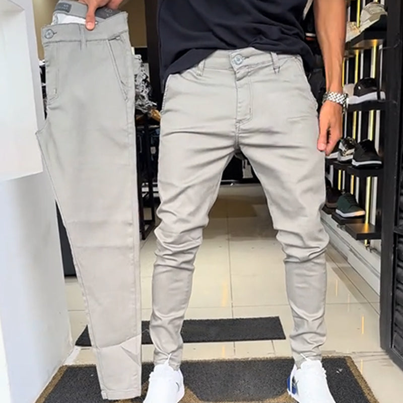 Męskie spodnie slim fit casual – gładkie